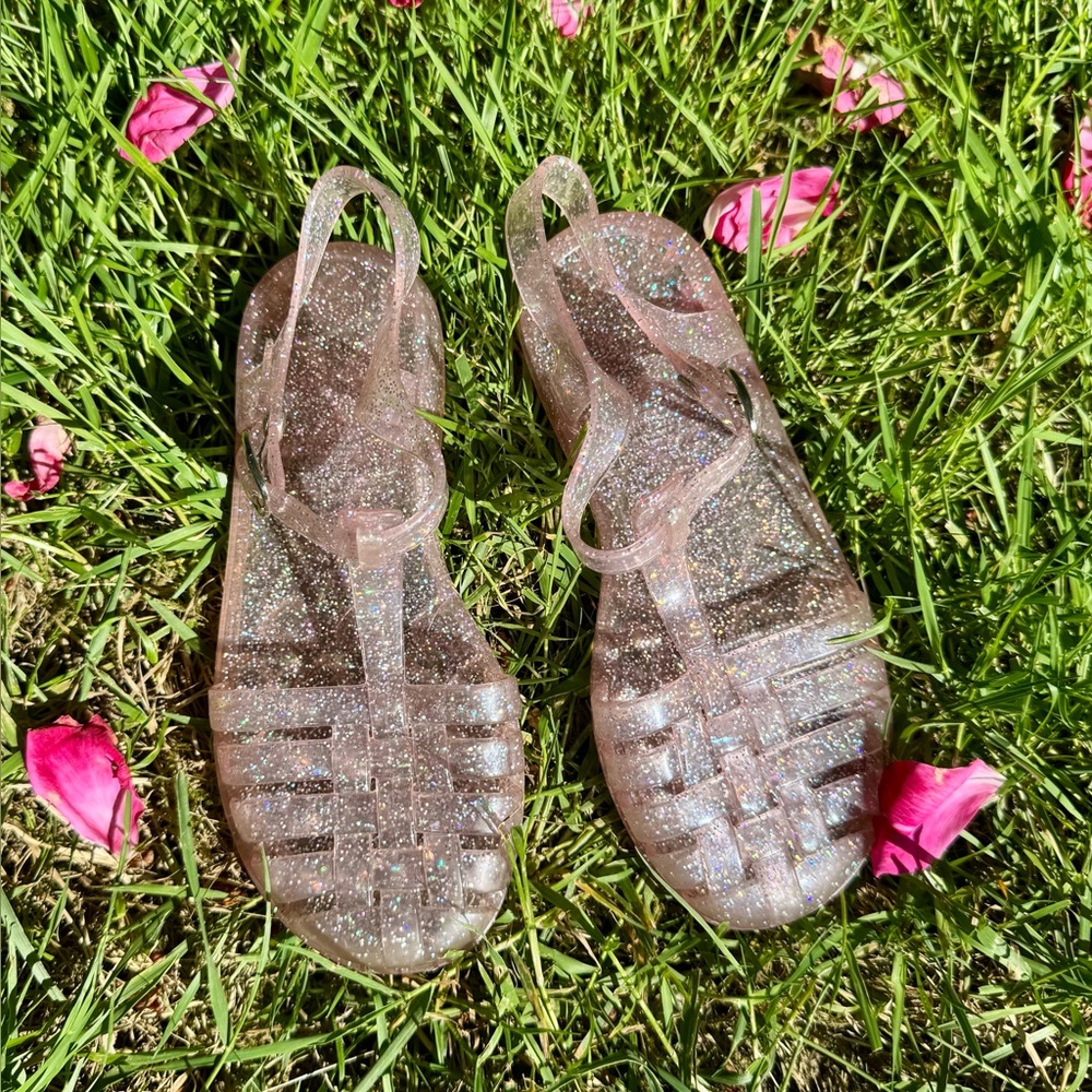 Light Pink Sparkly Jelly Sandals 90’s style - Girl’s youth size 13
